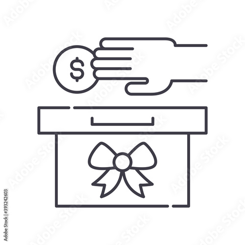 Tithe icon, linear isolated illustration, thin line vector, web design sign, outline concept symbol with editable stroke on white background.