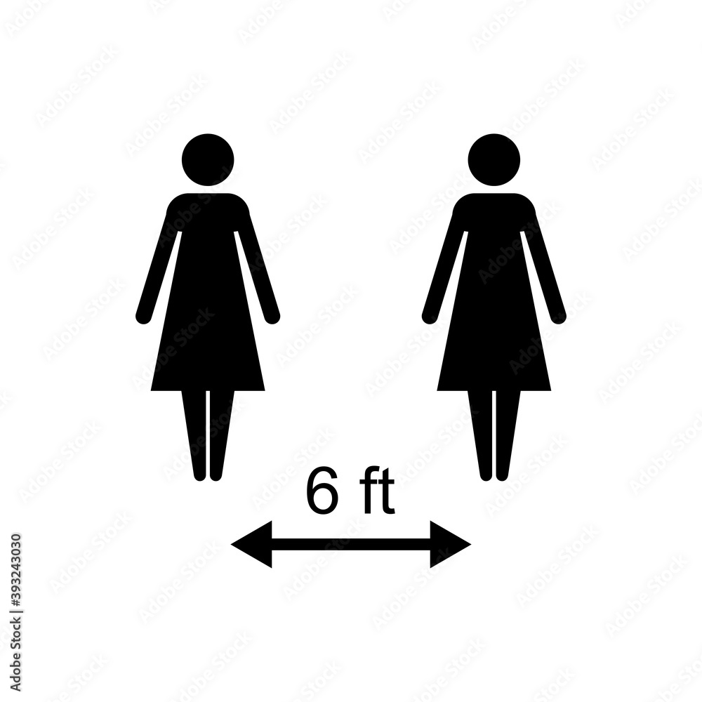 Social distance icon vector. social distancing icon. self quarantine sign Social distance icon vector. social distancing icon. self quarantine sign
