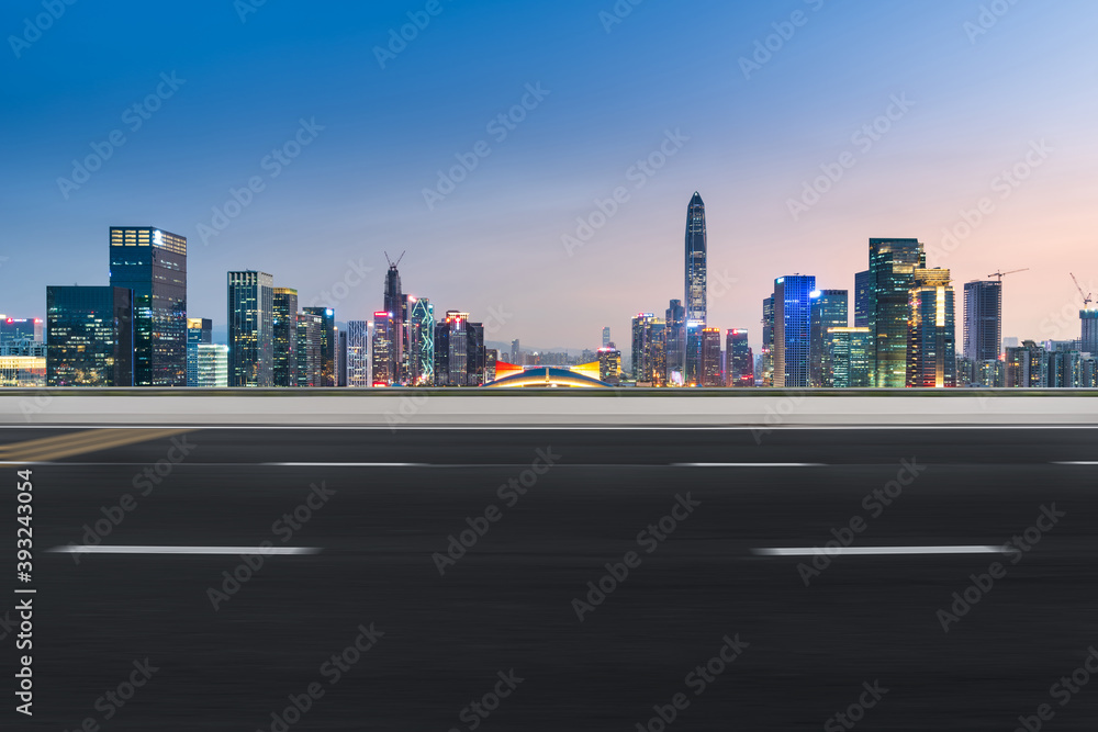 Night skyline and motorway of Shenzhen Financial District, Guangdong, China Night skyline and motorway of Shenzhen Financial District, Guangdong, China