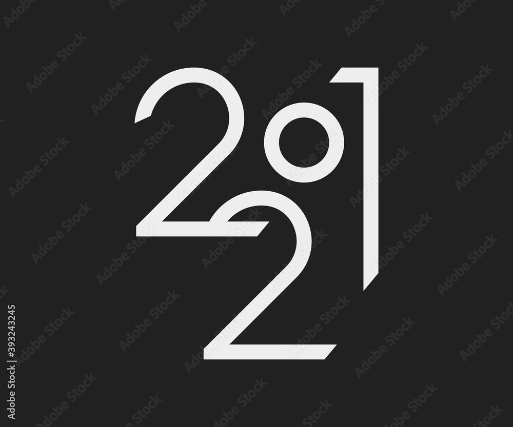Happy New Year 2021 text design. Minimalistic text template Happy New Year 2021 text design. Minimalistic text template