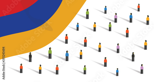 People in Armenia together in crowd doing celebration or protest demonstration many people together