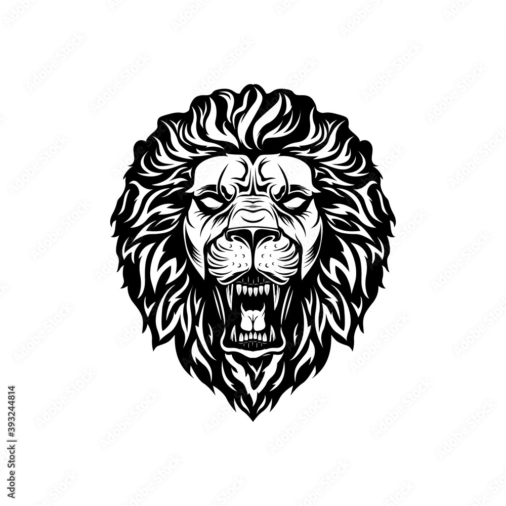 isolated badass lion head with an aggressive expression vector illustration