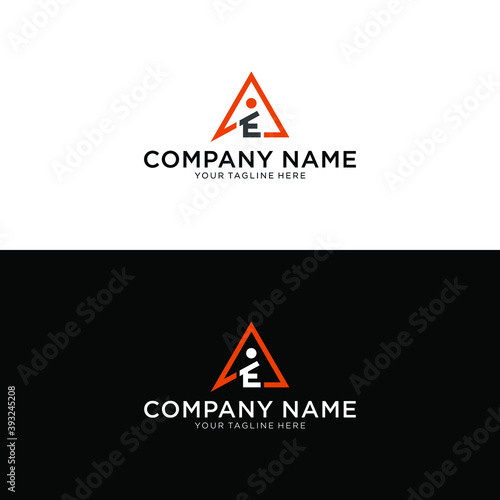 AE triangle initial letters logo design vector template on a black and white background. photo