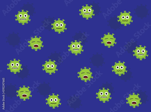 Green Coronavirus Cartoon Character Illustration Seamless Background © bullet_chained