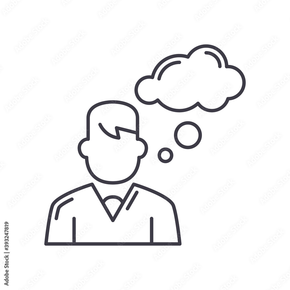 Thought icon, linear isolated illustration, thin line vector, web design sign, outline concept symbol with editable stroke on white background.