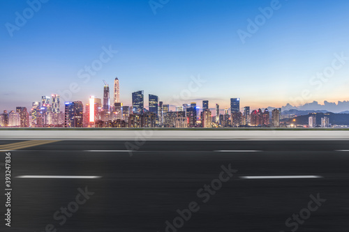 Night skyline and motorway of Shenzhen Financial District  Guangdong  China