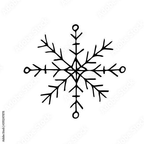 Fototapeta Naklejka Na Ścianę i Meble -  Snowflake doodle graphic hand-drawn