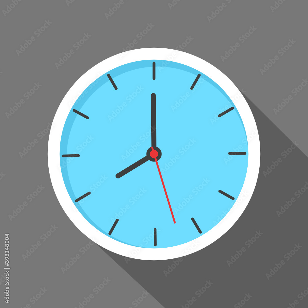 Clock icon in Flat Design with long shadow. Clock icon in Flat Design with long shadow.