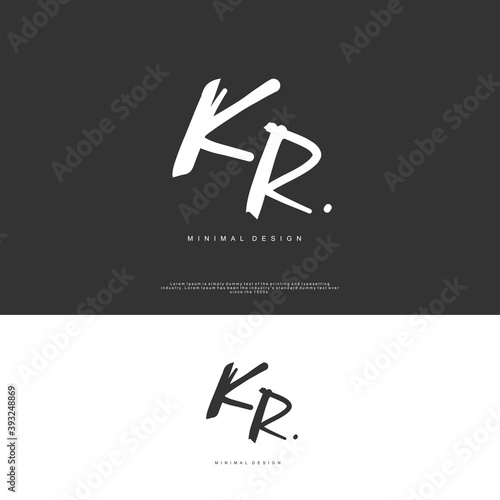KR Initial handwriting or handwritten logo for identity. Logo with signature and hand drawn style.