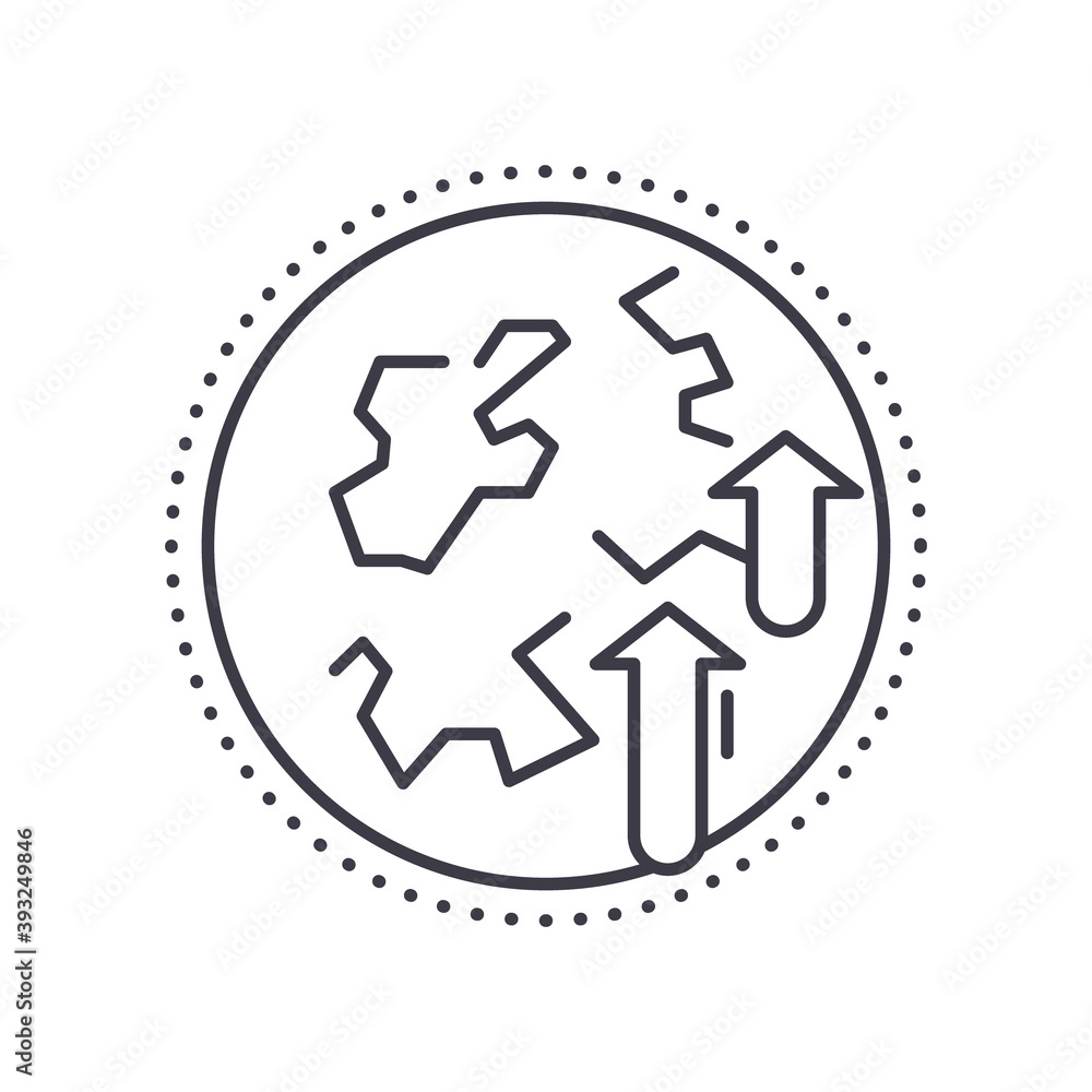 World economics icon, linear isolated illustration, thin line vector, web design sign, outline concept symbol with editable stroke on white background. World economics icon, linear isolated illustration, thin line vector, web design sign, outline concept symbol with editable stroke on white background.