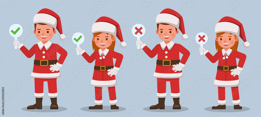 Set of kids wearing Christmas costumes character vector design. Presentation in various action with emotions. no13 Set of kids wearing Christmas costumes character vector design. Presentation in various action with emotions. no13