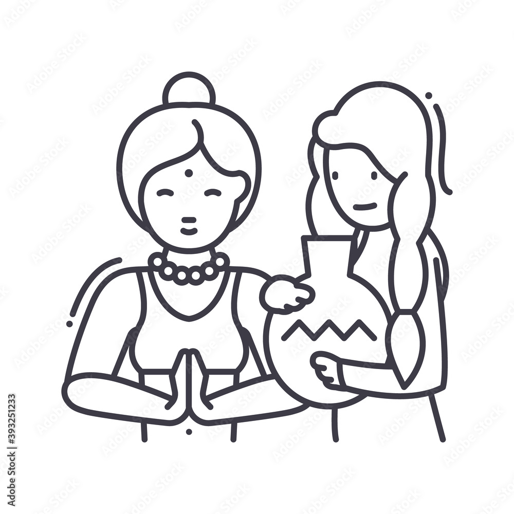 Woman hobbies icon, linear isolated illustration, thin line vector, web design sign, outline concept symbol with editable stroke on white background. Woman hobbies icon, linear isolated illustration, thin line vector, web design sign, outline concept symbol with editable stroke on white background.