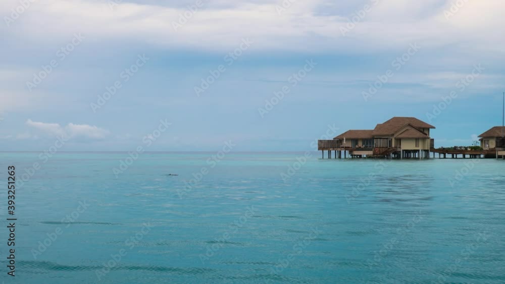 Incredible building on stilts in shallow ocean water in The Maldives Incredible building on stilts in shallow ocean water in The Maldives