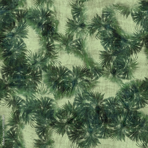 Green tropical palm tree leaves seamless pattern. High quality illustration. Vivid  detailed  and highly textured graphic design. Trendy jungle foliage for fabric or repeat surface design.