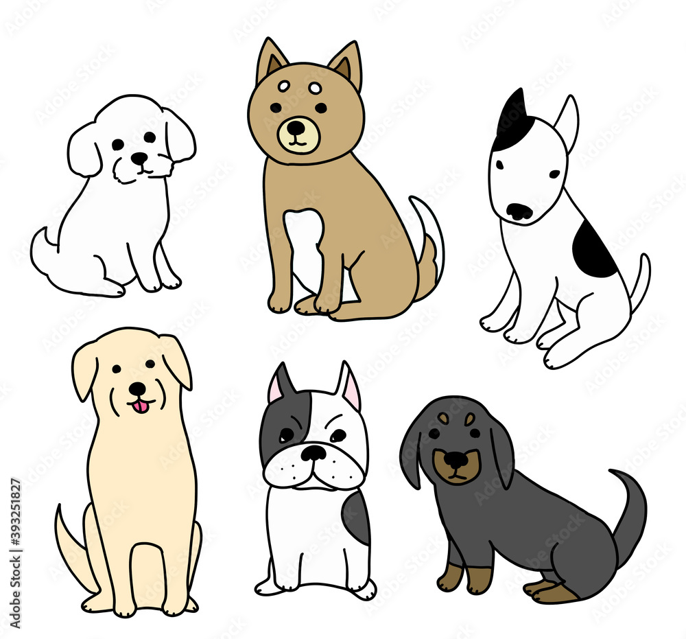 6種類の犬種の犬 6種類の犬種の犬