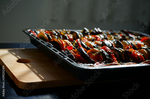 home made ratatouille hot from the oven photo