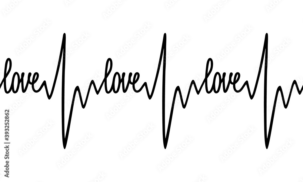 A stylized cardiogram with a heart rhythm and the word 