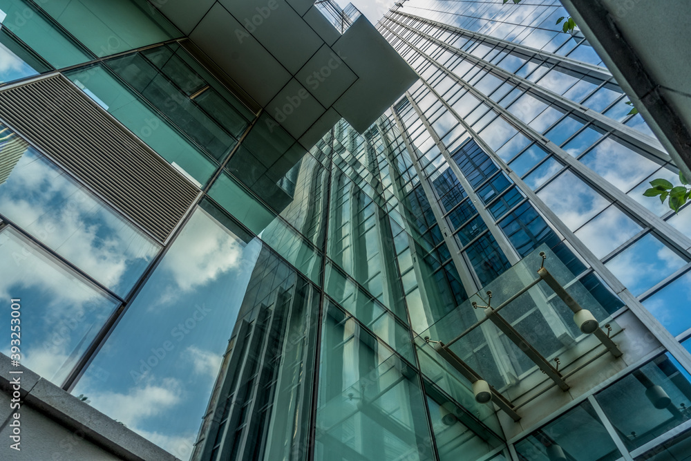 low angle view of skyscrapers in city of China. low angle view of skyscrapers in city of China.
