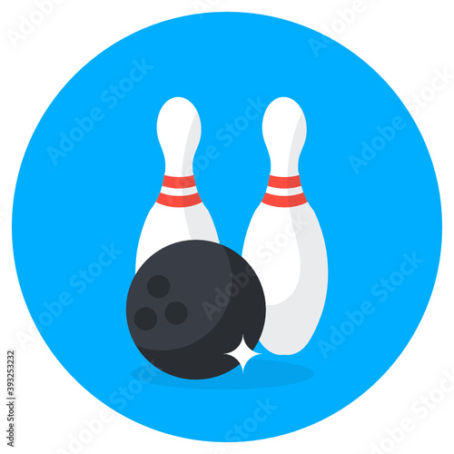
Skittles with bowling ball denoting bowling game icon
