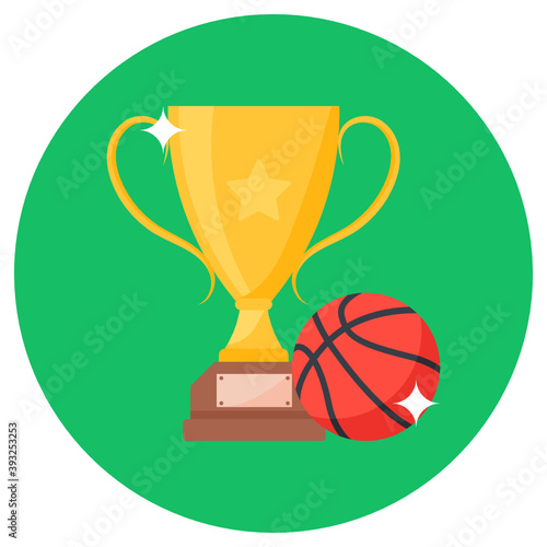 
Basketball trophy icon style, winning cup,
