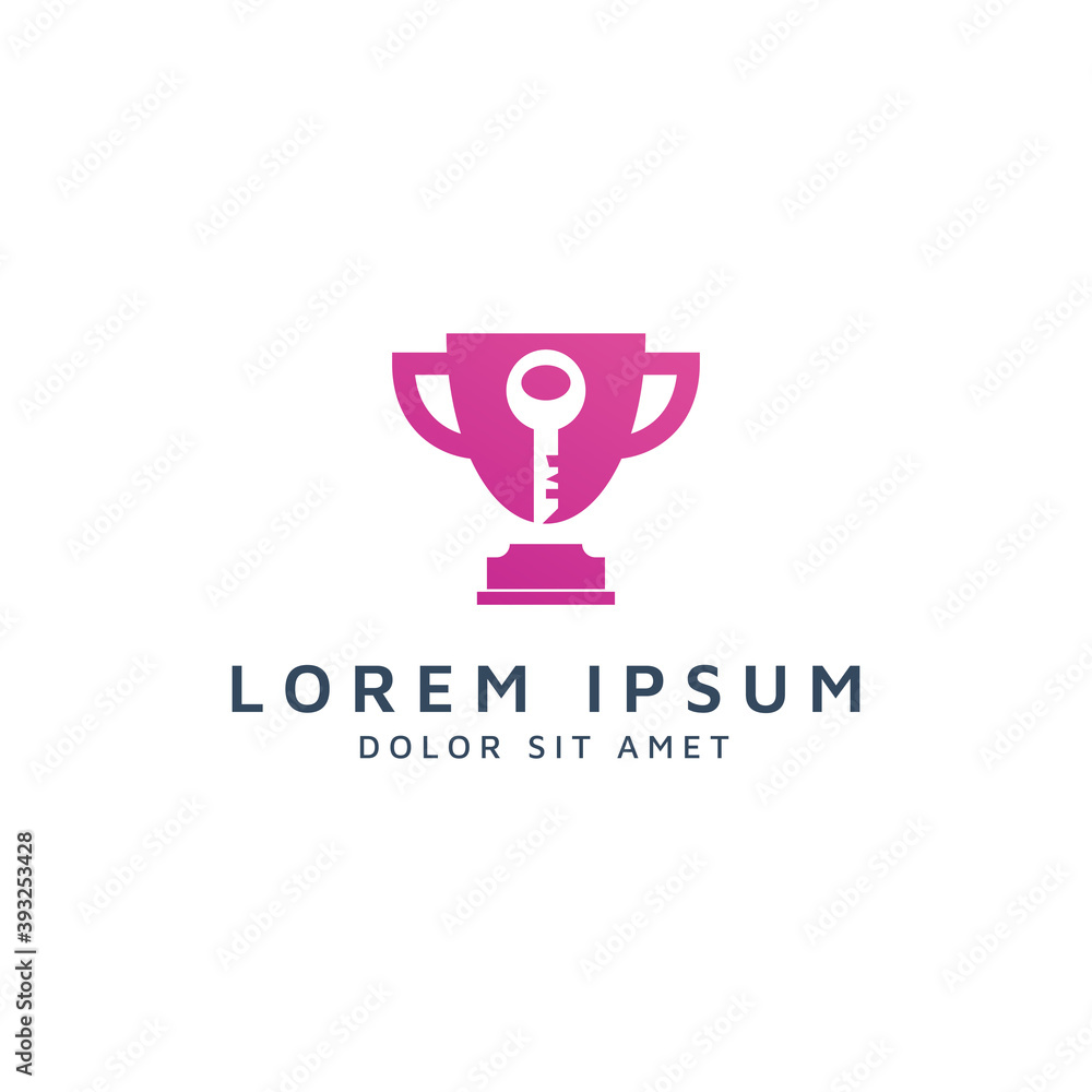 trophy and key negative space logo design trophy and key negative space logo design