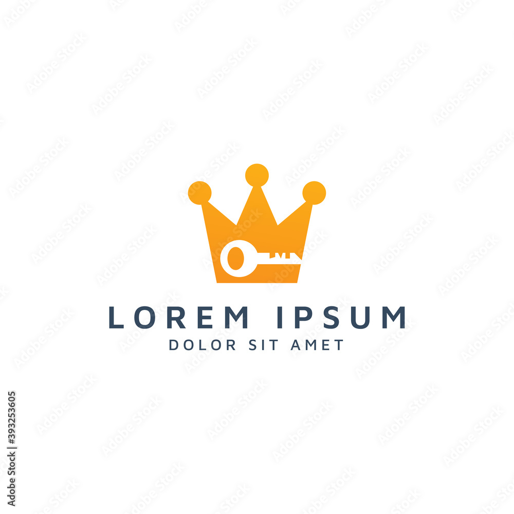 crown and key negative space logo design crown and key negative space logo design