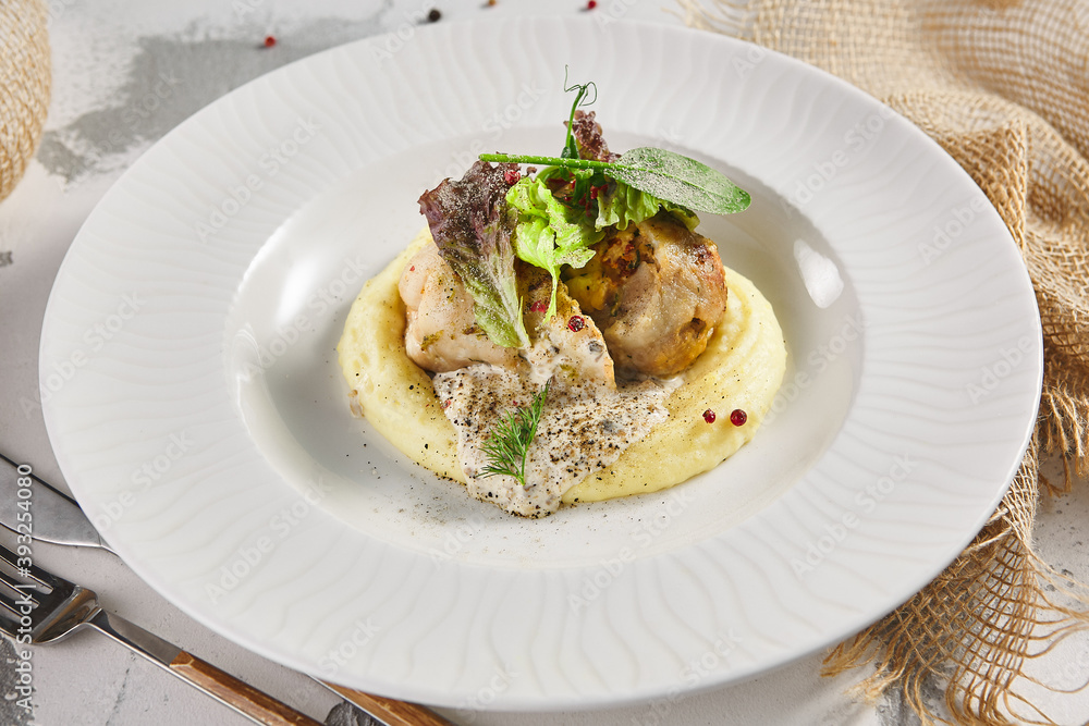 Chicken roll with mashed potato Chicken roll with mashed potato