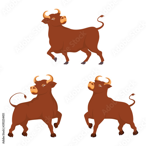 Bull or ox cartoon vector illustration with different style