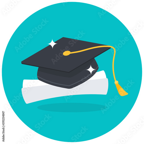 
Student diploma concept, editable flat rounded icon 
