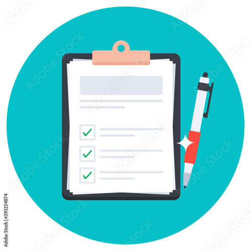 
Checklist, flat rounded icon of todo list 
