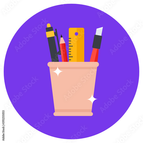 
Pencil holder vector, icon of pencil case in editable style 
