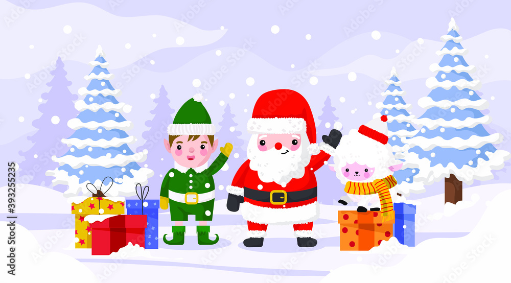 Santa Claus and Friends Post Card Vector