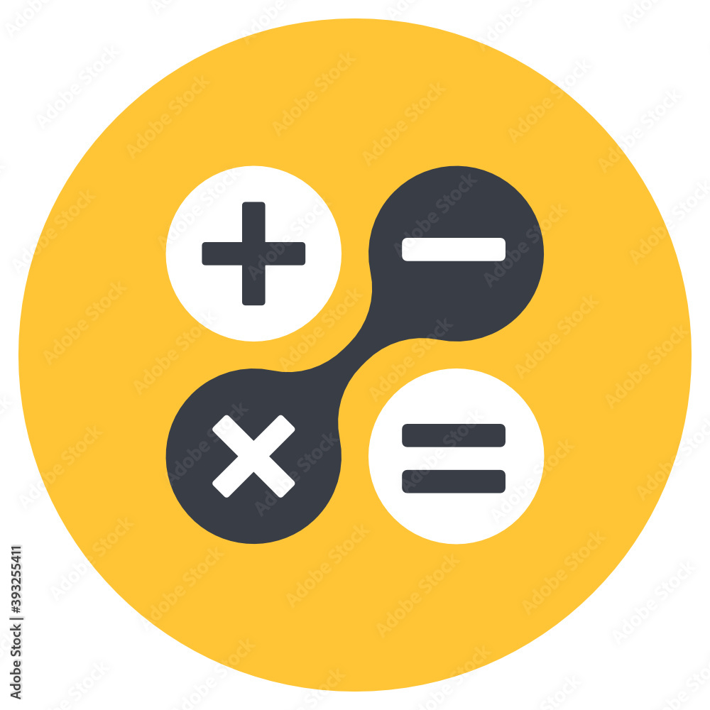 Fototapeta premium Mathematical keys, calculation flat icon 