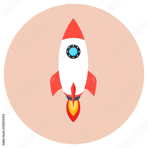 
Rocket in a flat icon showcasing startup
