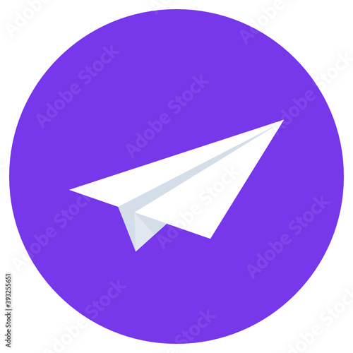 v 
Paper plane in a flat icon denoting landing page for web and apps
