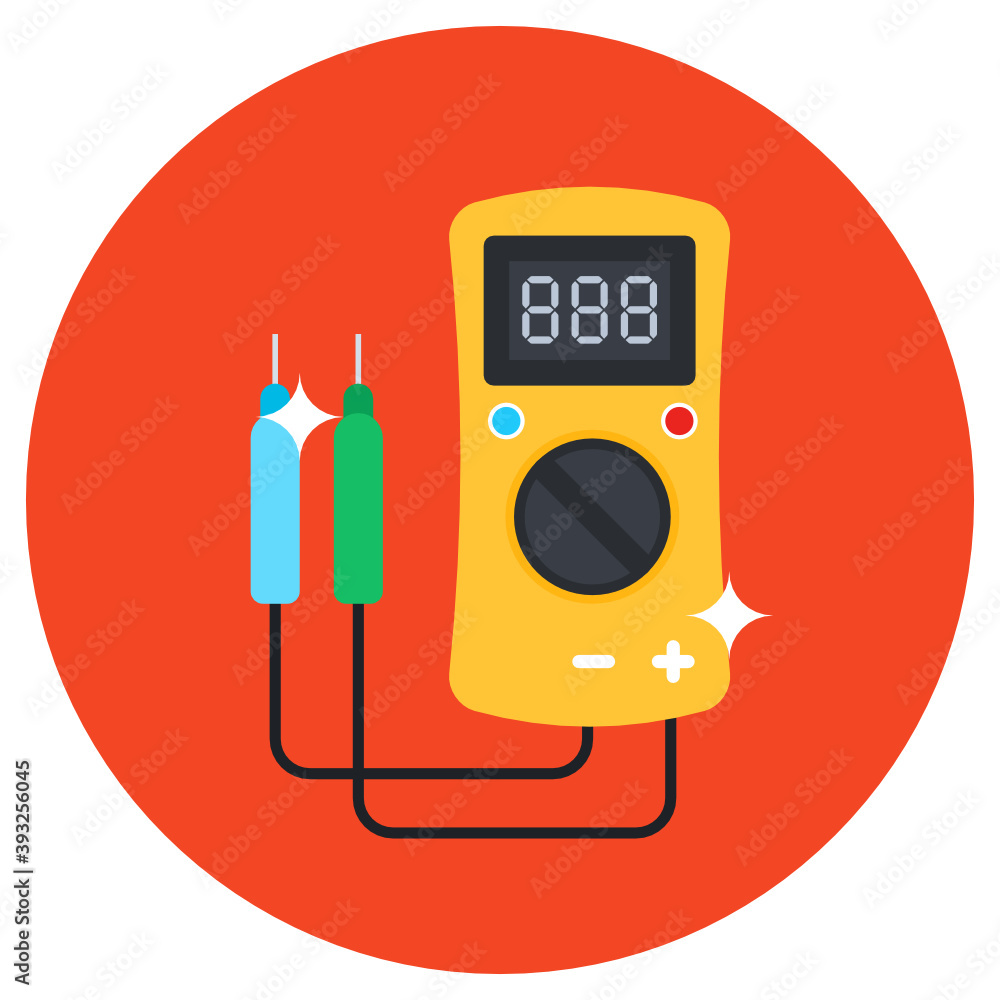 Naklejka premium Ammeter icon, voltmeter flat vector style