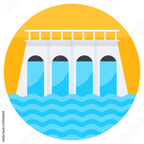 
Icon of a dam, hydropower in trendy flat style 
