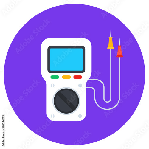 
Ammeter icon, voltmeter flat vector style 
