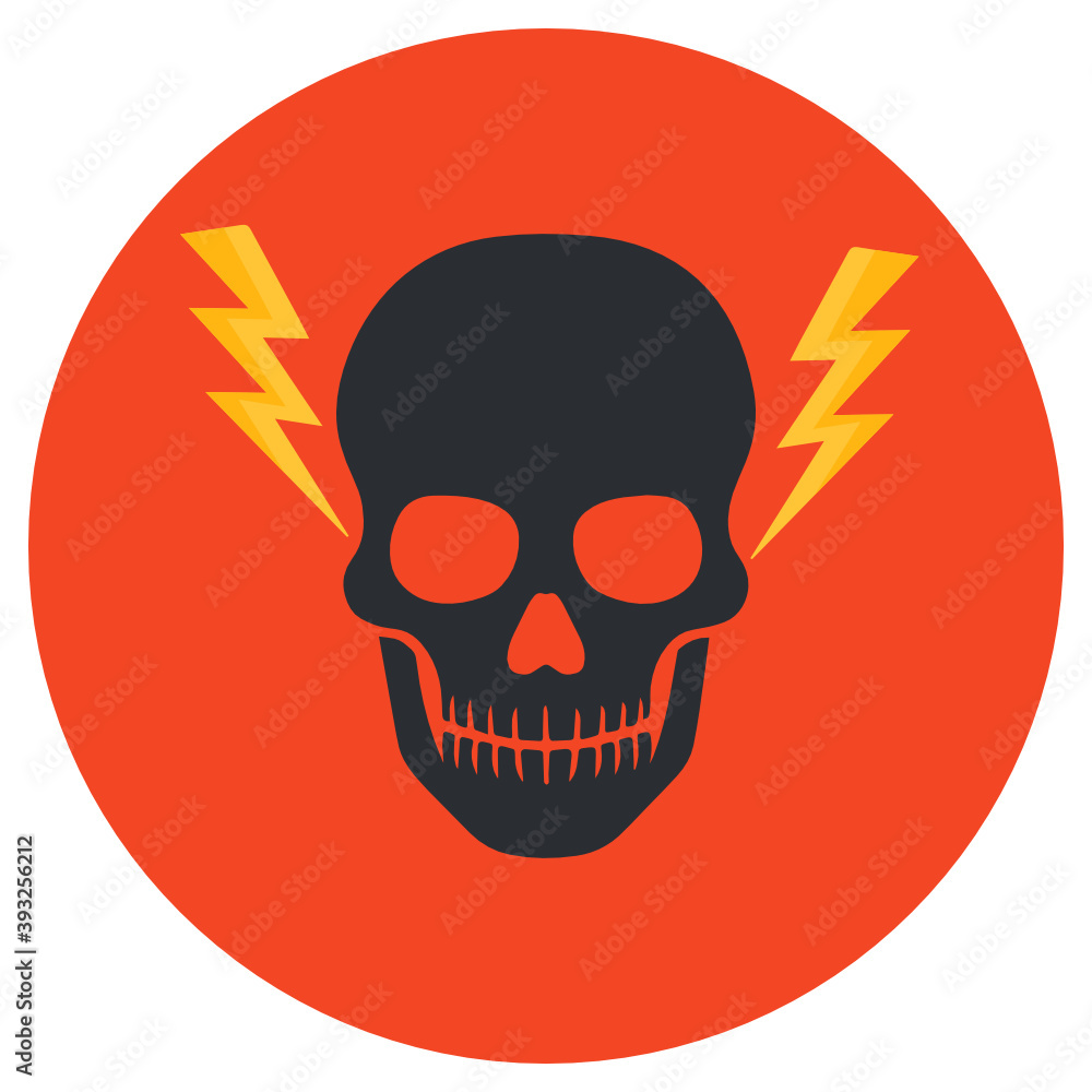
Skull anatomy icon style, vector of danger sign 
