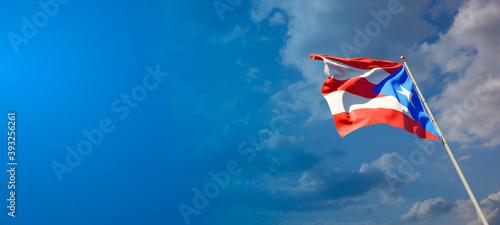 Puerto Rico national flag with blank text space on wide background.