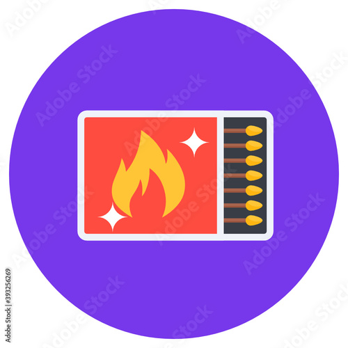 
A small stick with fire to burn stove or burn any stuff symbolizing matchbox icon 
