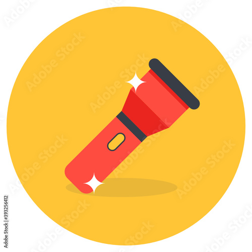 
A portable flashlight, torch icon in flat design
