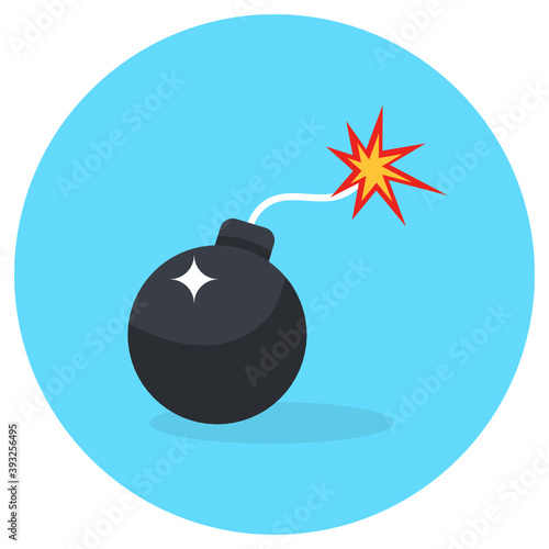 
Flat design of bomb, explosive material icon
