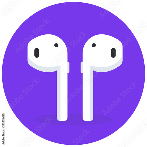 
Wireless handsfree icon, flat design of earpods 
