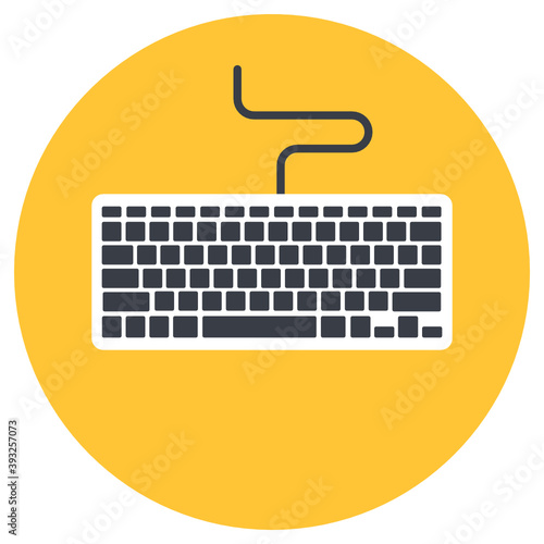 
Icon of keyboard isolated on yellow background 
