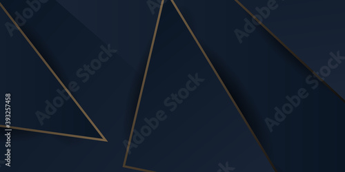Abstract low polygonal pattern luxury golden line with dark navy blue template background. Luxury and elegant. Suit for business, corporate, institution, party, festive, seminar, and talks