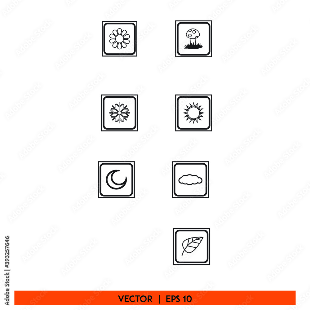 Icon vector graphic of season set, wheater pack, good for template illustration Icon vector graphic of season set, wheater pack, good for template illustration