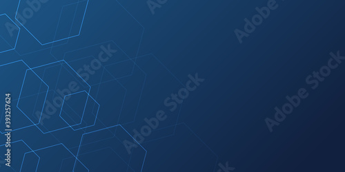 Technology background with hexagons. Molecular structure and chemical compounds. Suit for business, corporate, institution, party, festive, seminar, and talks