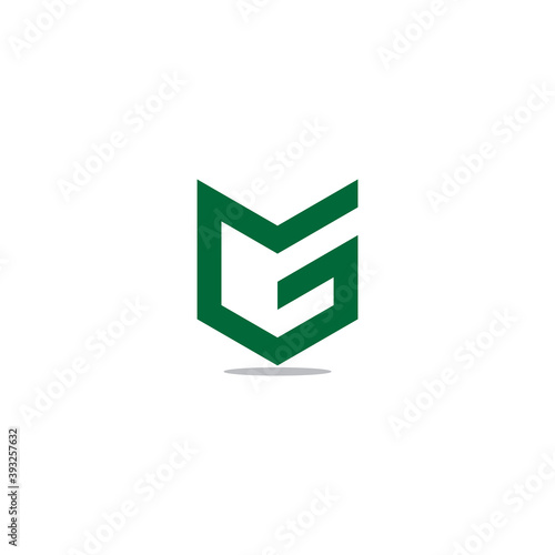 letter mg simple geometric line shadow logo vector