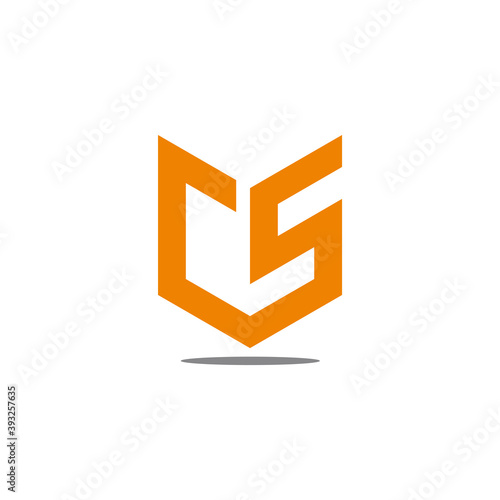 abstract letter cs simple geometric connected line logo vector